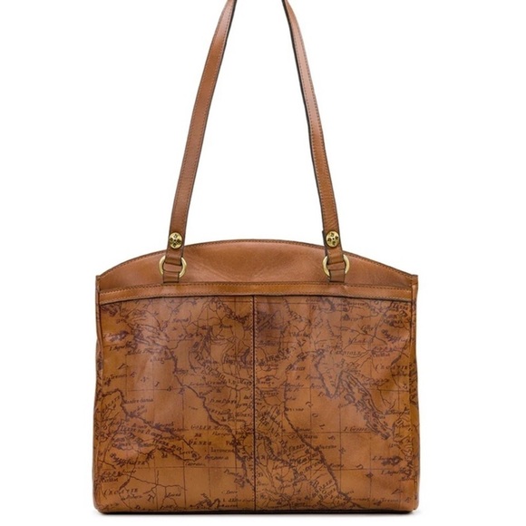 Patricia Nash Vintage MapTote Italian Leather Travel-Inspired Shoulder Bag - Picture 2 of 5
